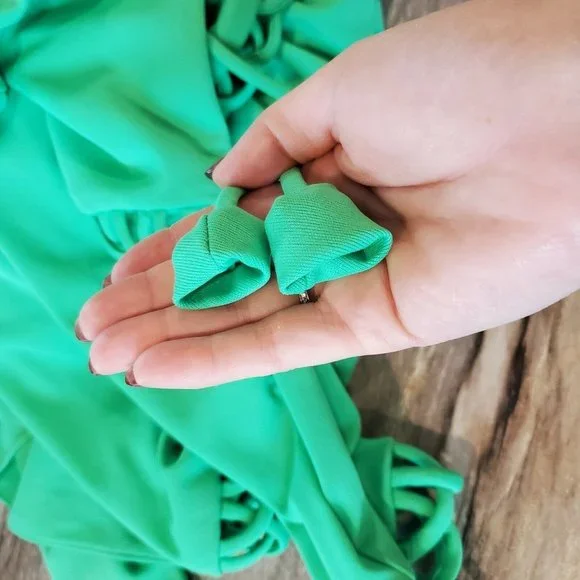 Vintage 70s 2‎ Piece Dress Set Green Polyester High Neck Floor Length Sz Small - Picture 12 of 12